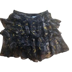 IRO Ruffled Style Mini Skirt Black And gold
